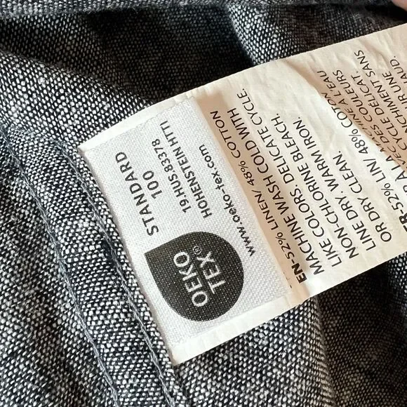 Perry Ellis Shirt Mens XL Blue Dark Sapphire Linen Blend Short Sleeve Button Up - Picture 8 of 12